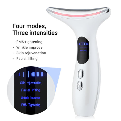 4-in-1 LED Neck & Face Lifting Device – EMS Microcurrent, Heat Therapy & Anti-Wrinkle Massager