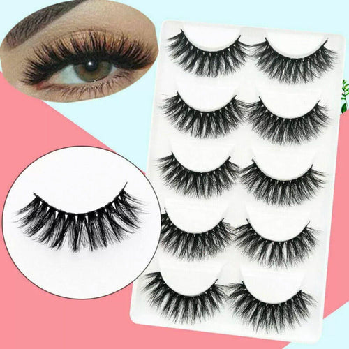 5 Pairs 3D Thick Mink Fake False Eyelashes Natural Long Wispy Makeup Lashes Au